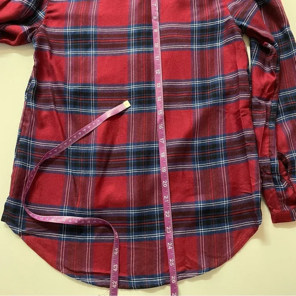 Old Navy Girls Burgundy|Blue|White Plaid Shirt Sz L (10-12) EUC